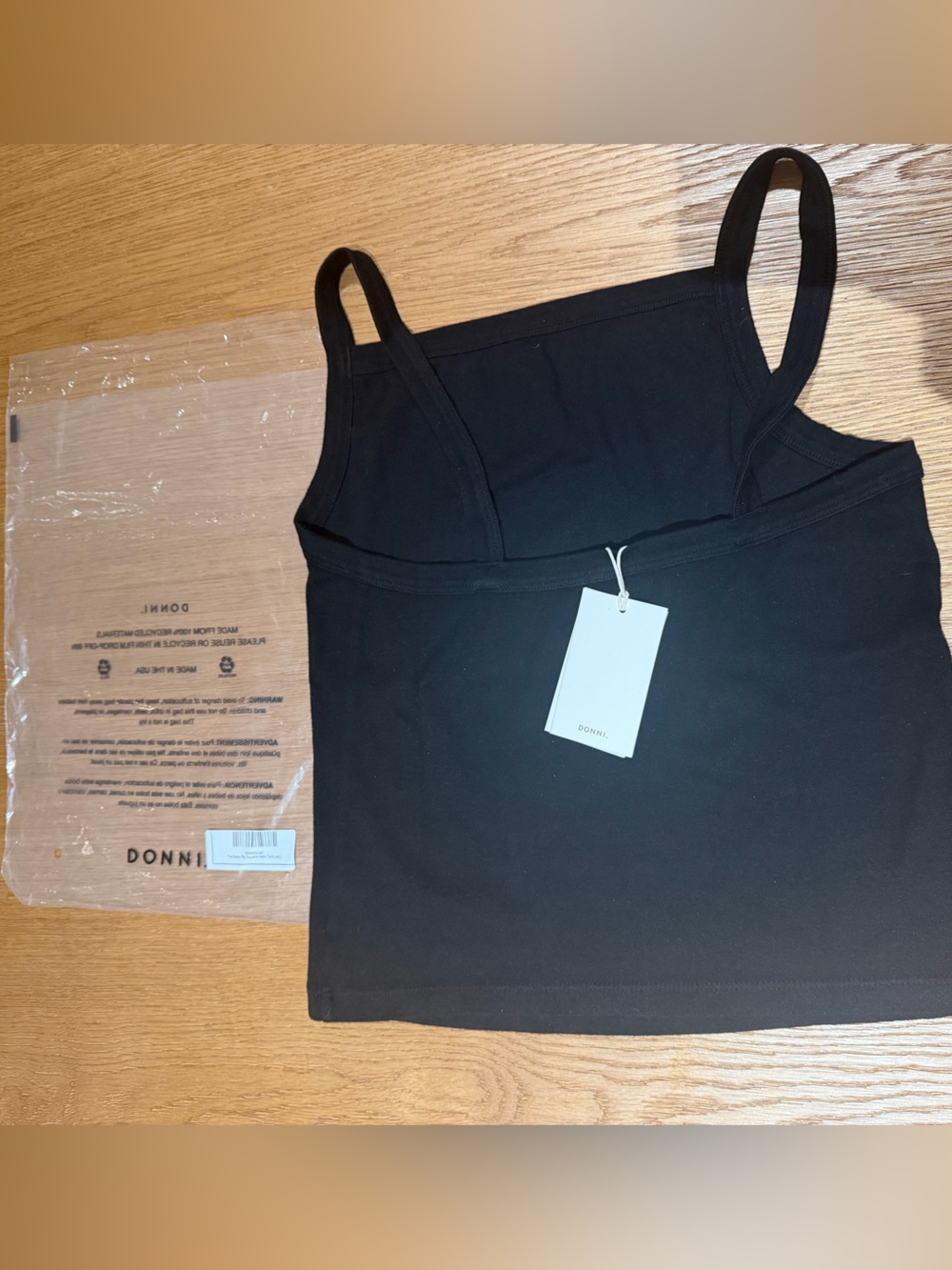 Donni The Baby Rib Square Neck Tank / Black / Size L - Picture 3 of 4
